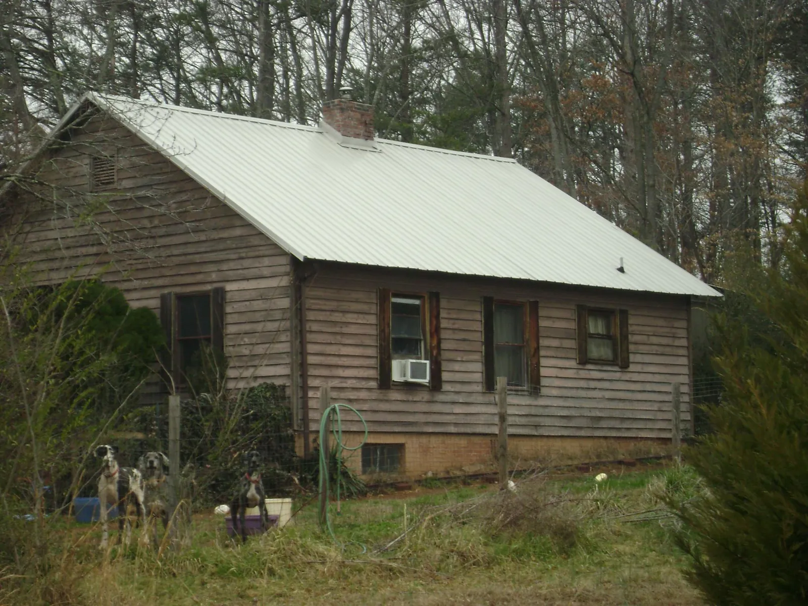 White metal roof on an old wood sided farmhouse, from a Asphalt Shingle Roof Repair job in Fisherville